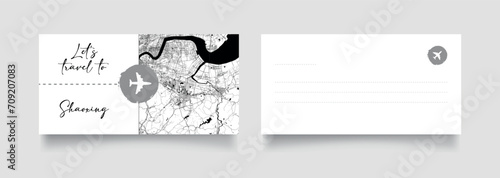 Travel Coupon to Asia China Shaoxing postcard vector illustration