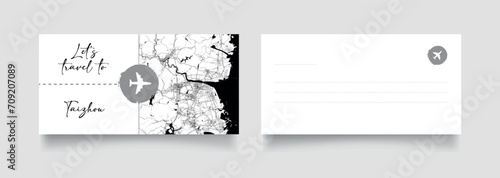 Travel Coupon to Asia China Taizhou Zhejiang postcard vector illustration