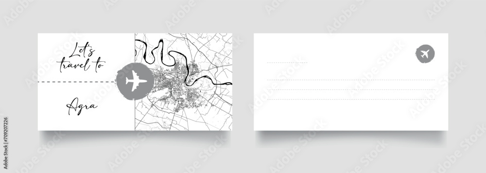 Travel Coupon to Asia India Agra postcard vector illustration Travel Coupon to Asia India Agra postcard vector illustration