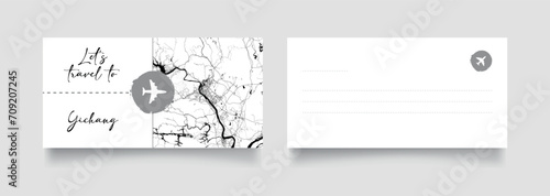 Travel Coupon to Asia China Yichang postcard vector illustration