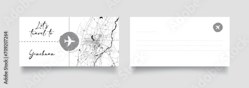 Travel Coupon to Asia China Yinchuan postcard vector illustration