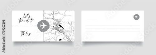 Travel Coupon to Asia Georgia Tbilisi postcard vector illustration