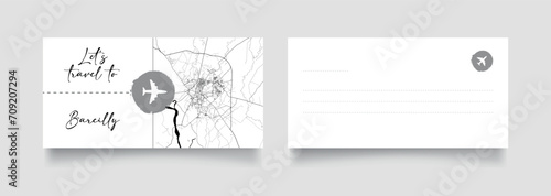 Travel Coupon to Asia India Bareilly postcard vector illustration