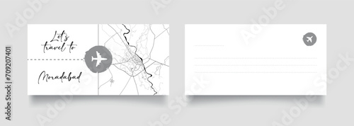 Travel Coupon to Asia India Moradabad postcard vector illustration