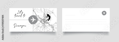Travel Coupon to Asia India Srinagar postcard vector illustration