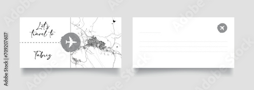 Travel Coupon to Asia Iran Tabriz postcard vector illustration