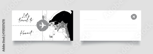 Travel Coupon to Asia Kuwait Kuwait postcard vector illustration