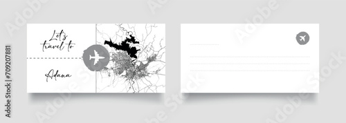 Travel Coupon to Asia Turkey Adana postcard vector illustration