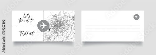 Travel Coupon to Asia Uzbekistan Tashkent postcard vector illustration