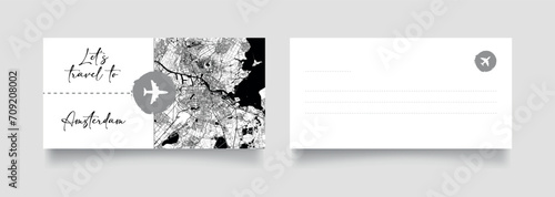 Travel Coupon to Europe Netherlands Amsterdam postcard vector illustration