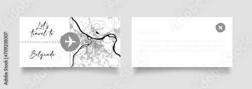 Travel Coupon to Europe Serbia Belgrade postcard vector illustration