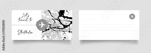 Canvas Print Travel Coupon to Europe Sweden Stockholm postcard vector illustration