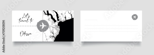 Travel Coupon to Europe Ukraine Odessa postcard vector illustration