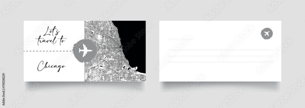 Travel Coupon to North America United States Chicago postcard vector illustration
