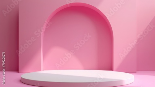 Pink background mock up with podium stage © thesweetsheep