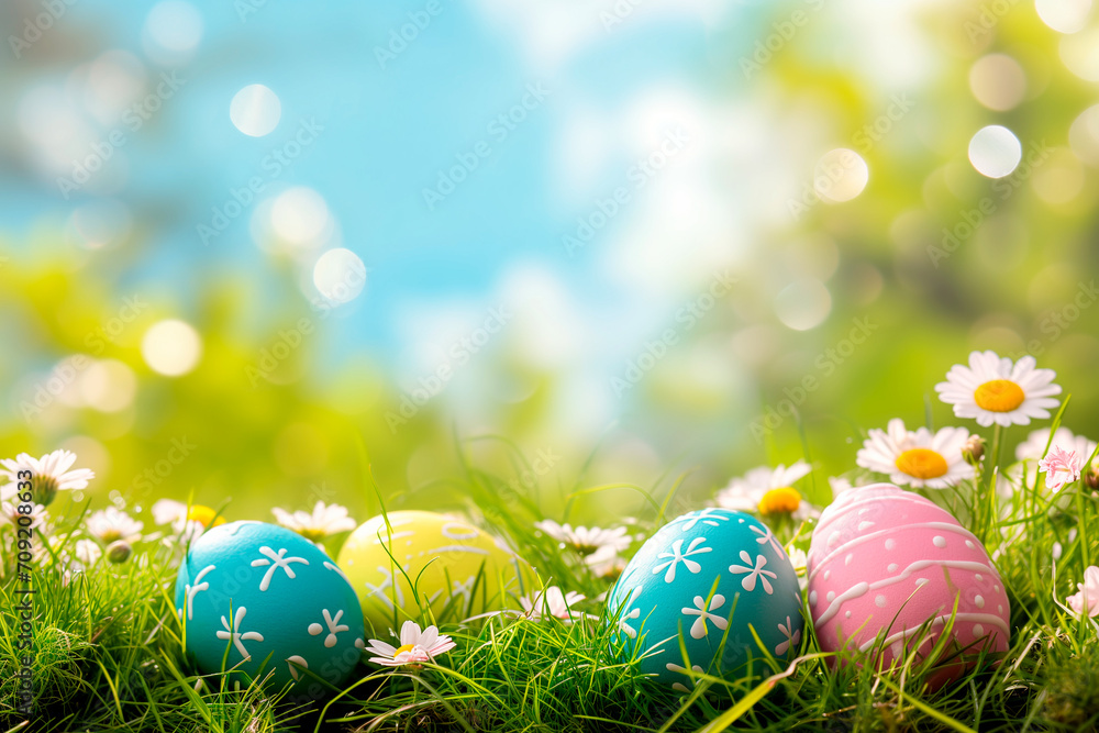easter eggs on grass easter eggs on grass