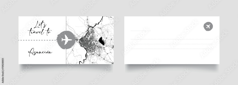 Travel Coupon to South America Paraguay Asuncion postcard vector illustration Travel Coupon to South America Paraguay Asuncion postcard vector illustration