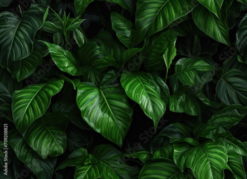 Tropical green leaves - seamless pattern. Floral background. © Black Design