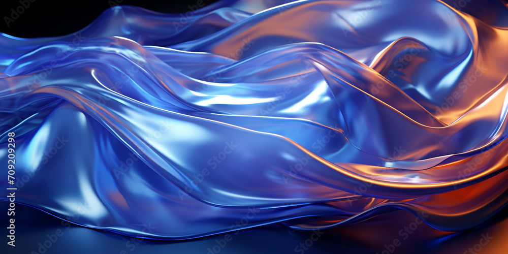 Elegant royal blue silk satin abstract silk Beautiful soft wavy folds on shiny fabric 3d illustration rendering Technology science and artistic flow concept Mineral colored marble with nacre design.