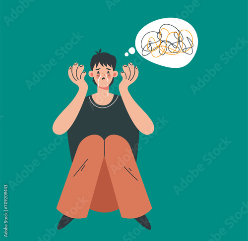 Confused employee. Vector flat illustration	