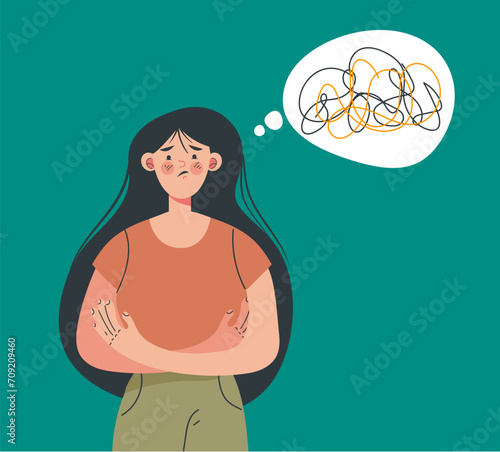 Confused employee. Vector flat illustration	