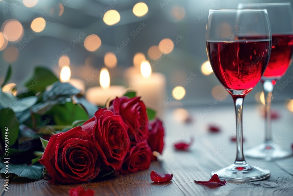 Romantic Dinner with Flowers, Wine, and Candles Romantic Dinner with Flowers, Wine, and Candles