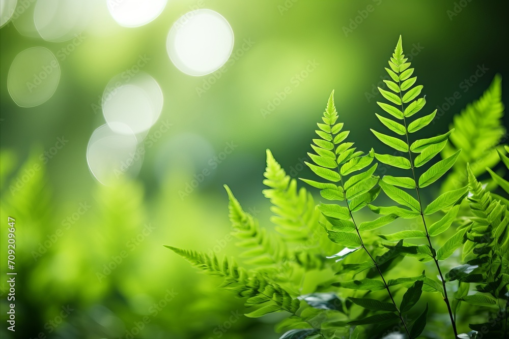Fototapeta premium Eco friendly blurred defocused green leaves background with ample space for adding text