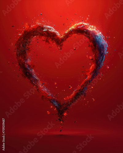 Herz auf rotem Hintergrund  Heart on red background