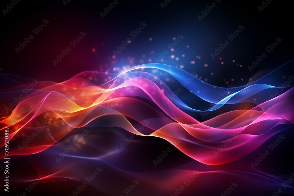 Pink and blue neon wave lines on abstract backgrounddata transfer conceptdigital wallpaper Pink and blue neon wave lines on abstract backgrounddata transfer conceptdigital wallpaper