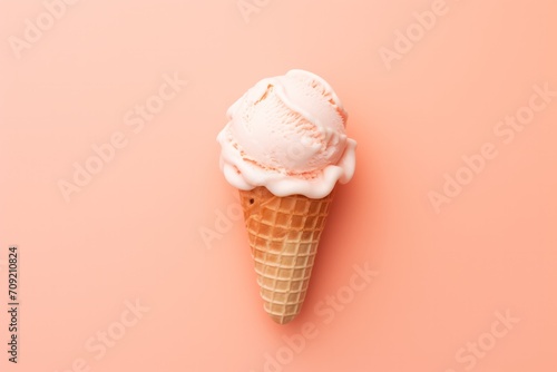 vegan pastel peach apricot ice cream cone minimal background banner with copy space