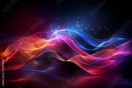 Pink and blue neon wave lines on abstract backgrounddata transfer conceptdigital wallpaper