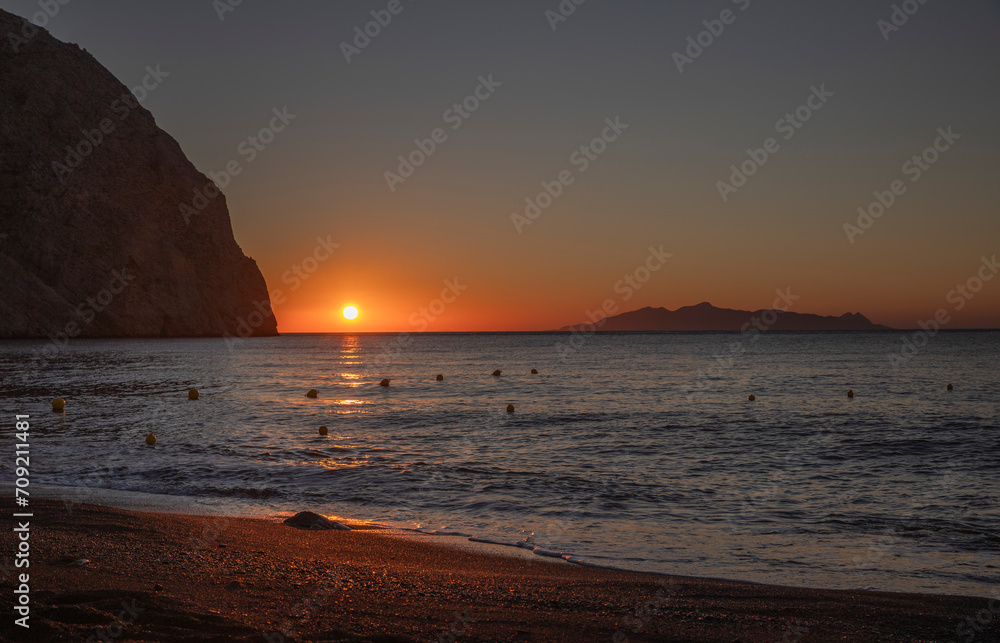 Sunset at the Black beach Perissa Santorini