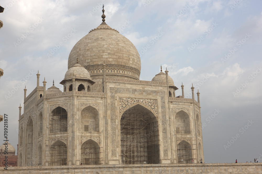 India Agra Taj Mahal on a cloudy winter day