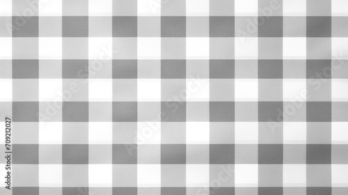 Seamless subtle light grey gingham checker tartan fabric pattern. Contemporary trendy monochrome gray plaid fashion textile transparent overlay, generative AI