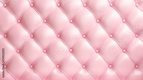 Seamless light pastel pink diamond tufted upholstery background texture. Abstract soft puffy quilted sofa cushions panoramic pattern for a girl's birthday, generative AI