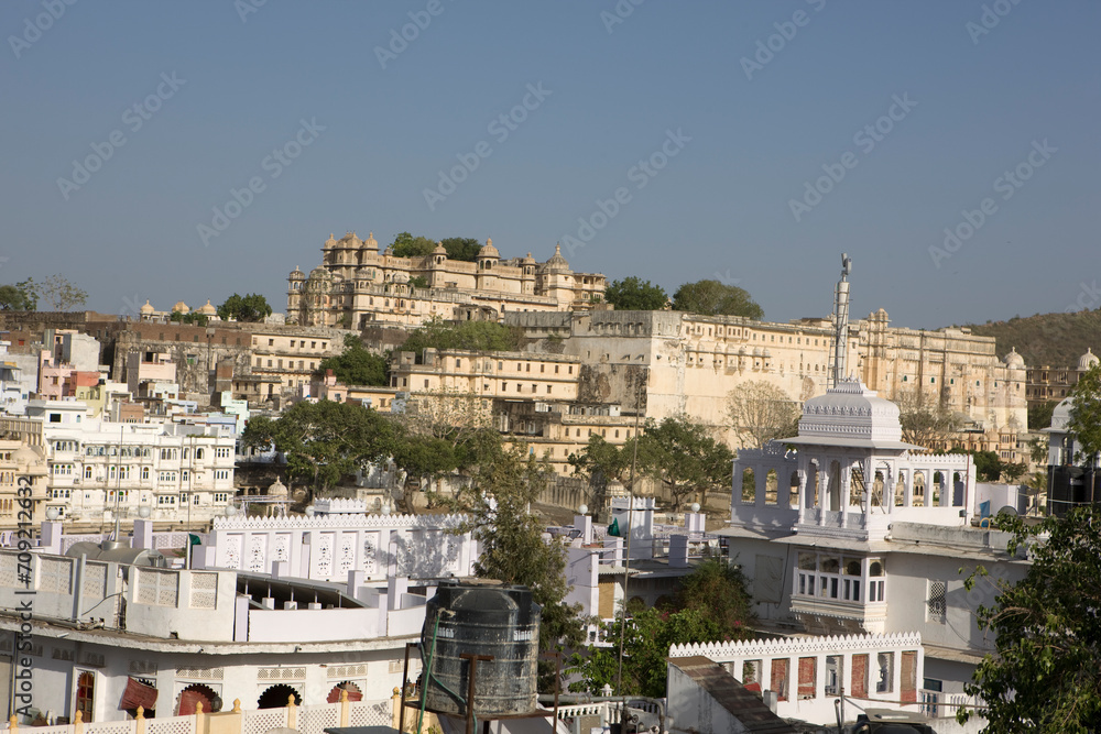 India Udaipur city view on a sunny autumn day.