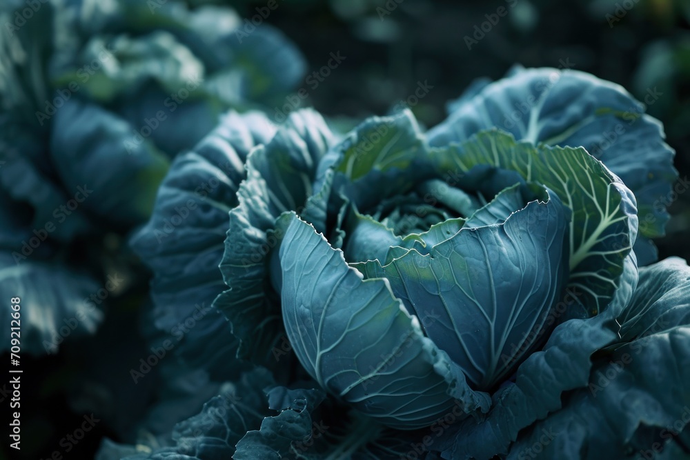 Fototapeta premium head of cabbage on the field
