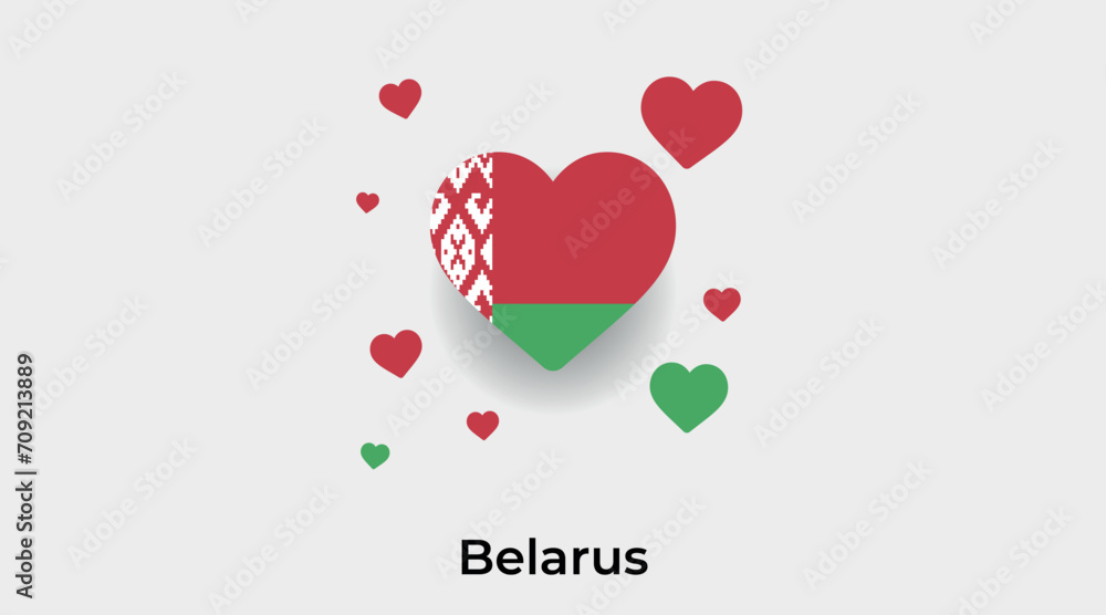 Belarus flag heart shape with additional hearts icon vector illustration