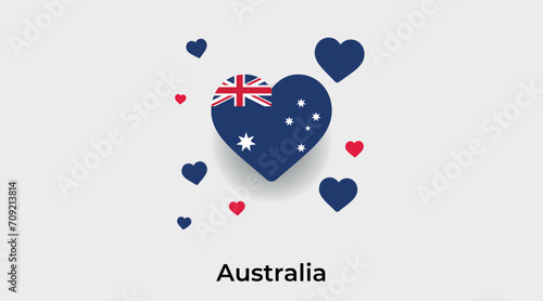 Australia flag heart shape with additional hearts icon vector illustration