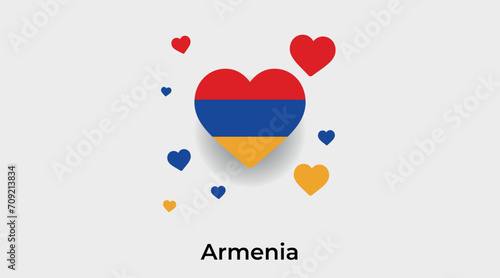 Armenia flag heart shape with additional hearts icon vector illustration