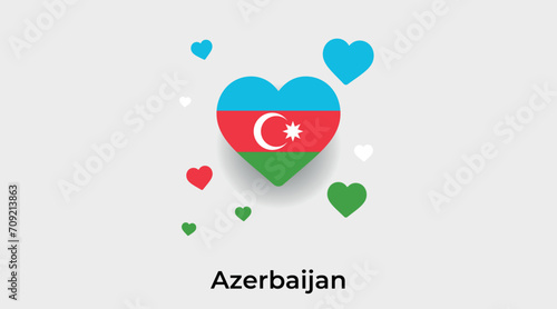 Azerbaijan flag heart shape with additional hearts icon vector illustration