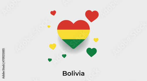 Bolivia flag heart shape with additional hearts icon vector illustration