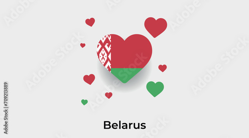 Belarus flag heart shape with additional hearts icon vector illustration
