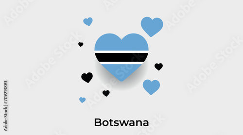 Botswana flag heart shape with additional hearts icon vector illustration