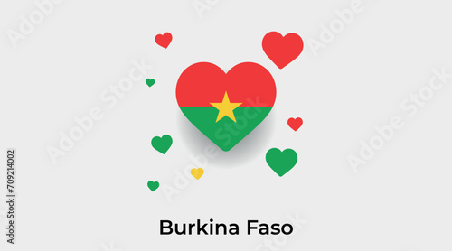 Burkina Faso flag heart shape with additional hearts icon vector illustration