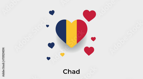 Chad flag heart shape with additional hearts icon vector illustration