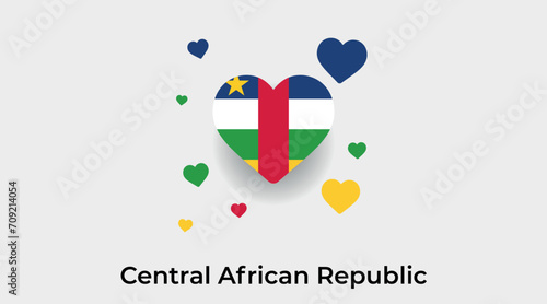 Central African Republic flag heart shape with additional hearts icon vector illustration