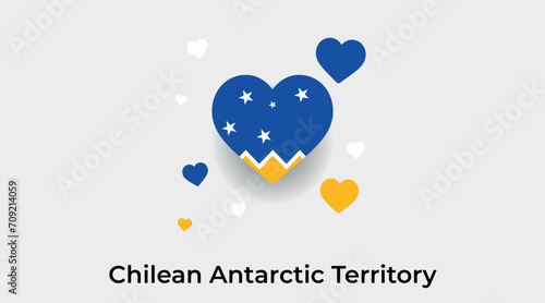 Chilean Antarctic Territory flag heart shape with additional hearts icon vector illustration