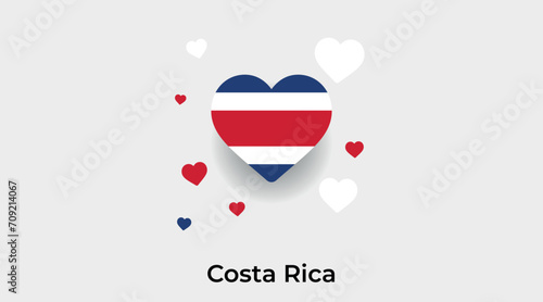 Costa Rica flag heart shape with additional hearts icon vector illustration