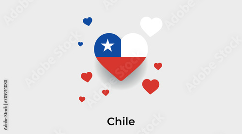 Chile flag heart shape with additional hearts icon vector illustration
